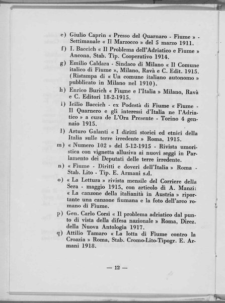 Catalogo della mostra Documenti e cimeli fiumani